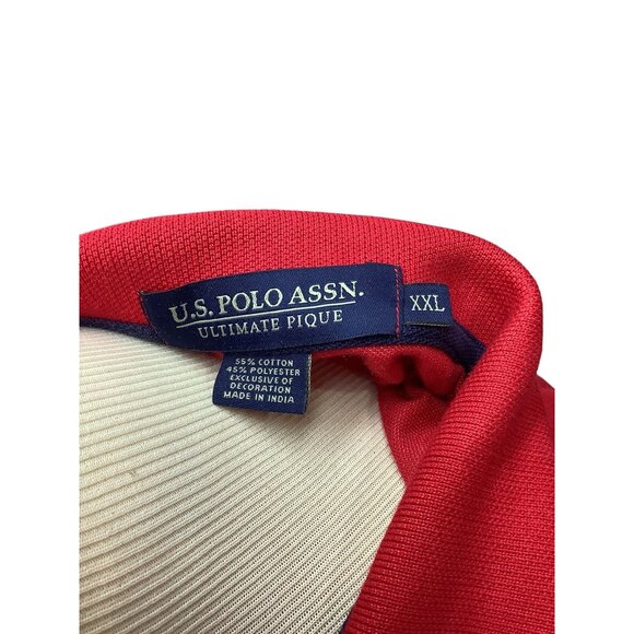 U.S. Polo Assn. Mens Red Polo Shirt XXL Cotton/Polyester Blend - Picture 4 of 4